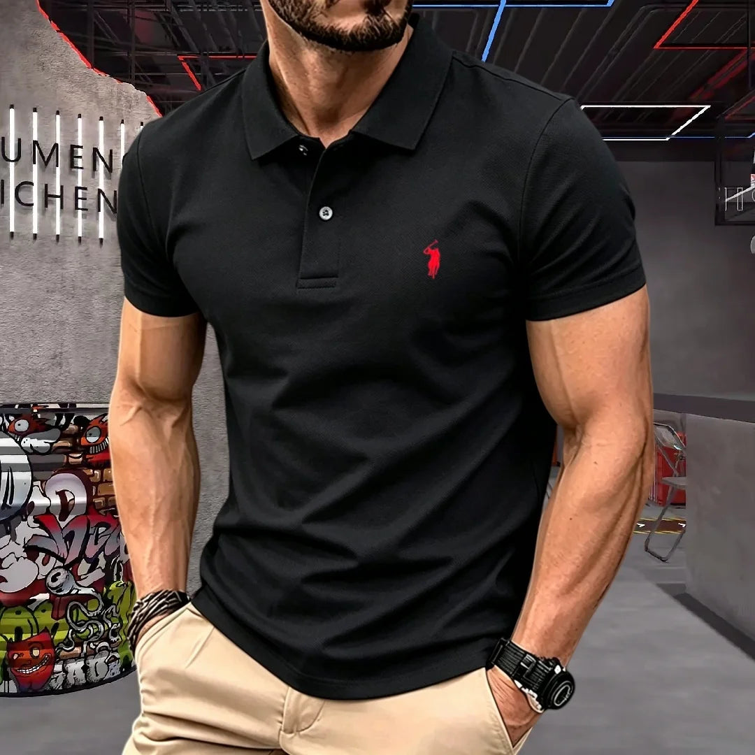 100%polyester fiberhigh-end brand men's short sleeve polo shirt