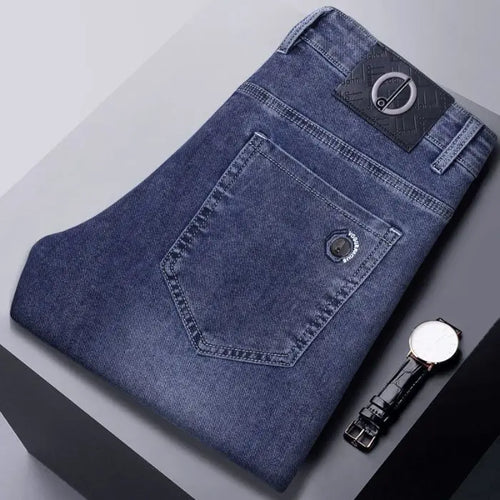 New Autumn Winter Mens Business Casual Jeans Straight Leg Fashion