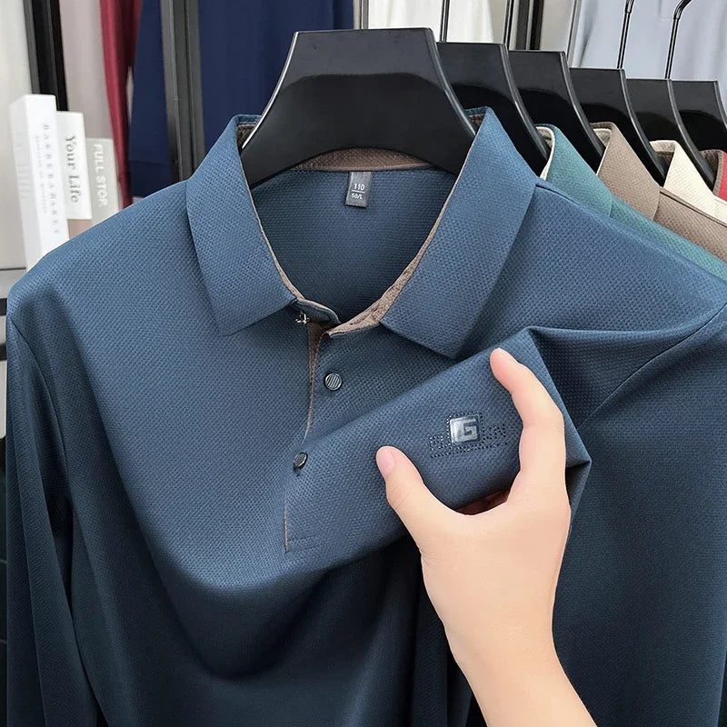 Men's 2026 Business Casual Short Sleeve Polo Shirt Solid Color with