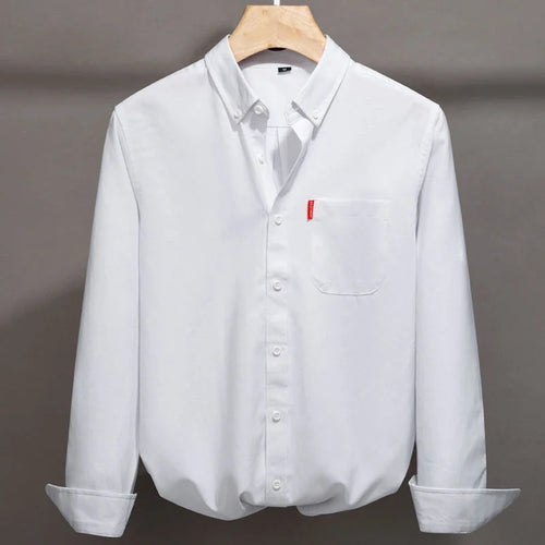 100% Cotton Oxford Shirt For Men Long Sleeve Solid Casual Business