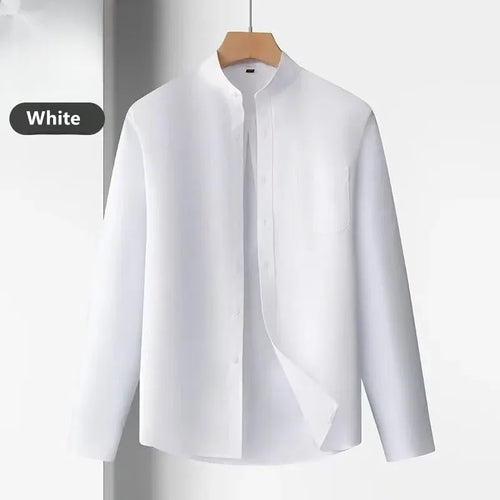 100% Cotton Oxford Mens Dress Shirts Long Sleeve Basic Stand Collor