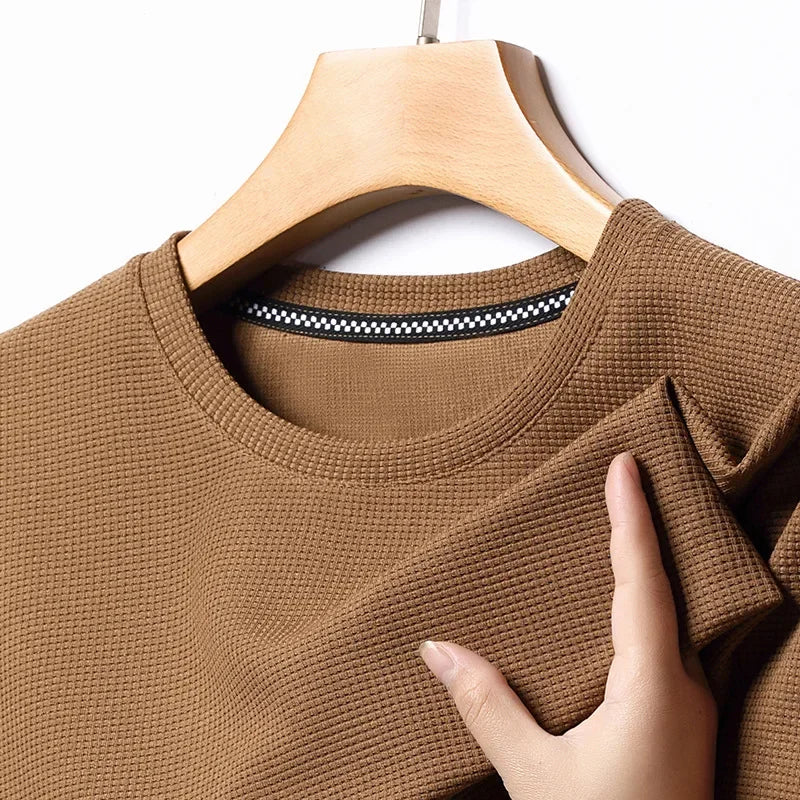 Short sleeved Polo shirShort sleeved Waffle Solid Polot fashion