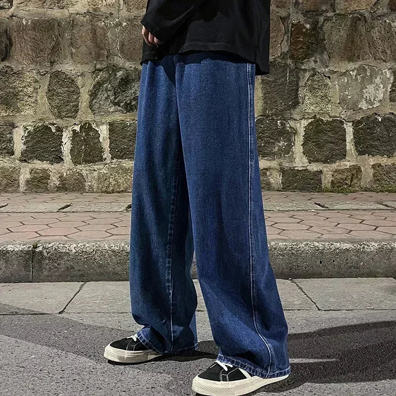 2025 Streetwear Loose Jeans Men Korean Style Fashion Loose Straight
