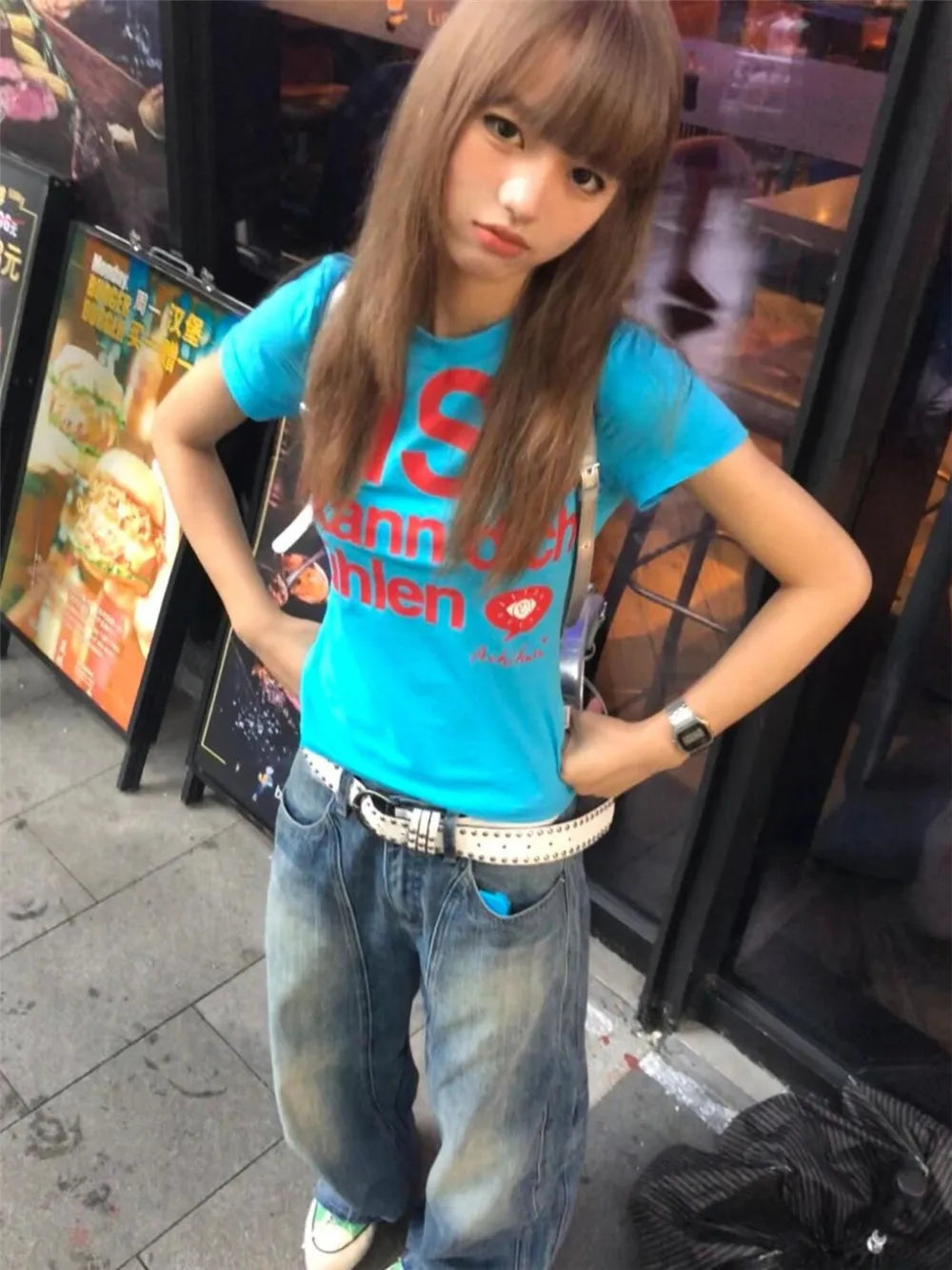 Y2k Letter Print T-shirt American Japanese Retro 90s Fashion 2000s