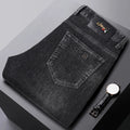 2024 New Black Men's Autumn Winter Thick Jeans Classic Style Stretch