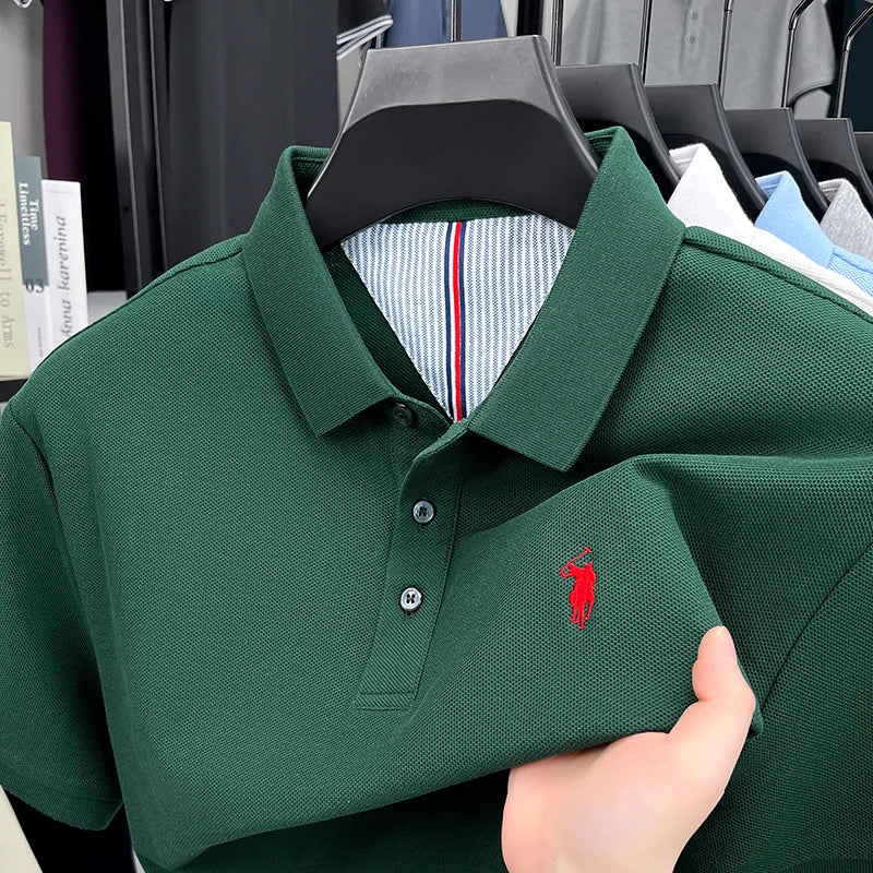 100% pure cotton short sleeved men's polo shirt summer fashion