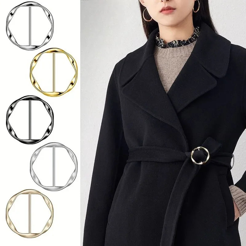 5pcs Fashion Metal Round Circle Clip Buckle Shawl T-Shirt Tie Clip