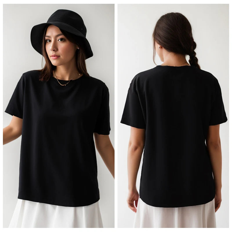 Cotton Short Sleeve Tops 220 Grams Heavy T-shirt Y2k Casual