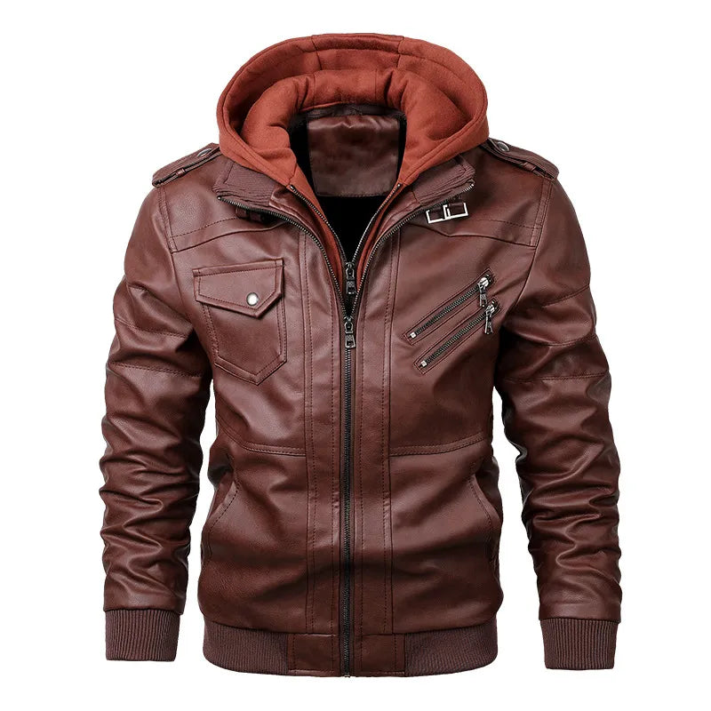 KB New Men's Leather Jackets Autumn Casual Motorcycle PU Jacket Biker