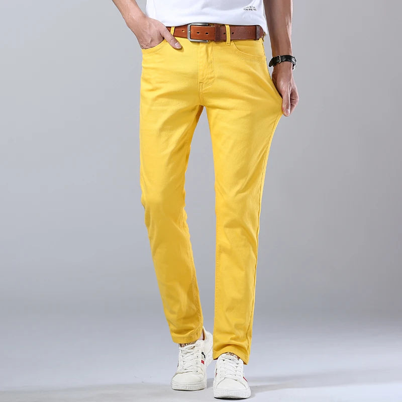 2024 Autumn New Men's Bright Stretch Fit Jeans Trendy Denim