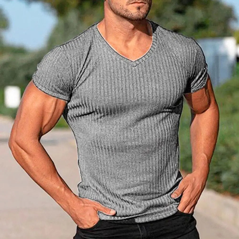 Deep V Neck T Shirt for Men Low Cut Vneck Wide Vee Tee Male Tshirt