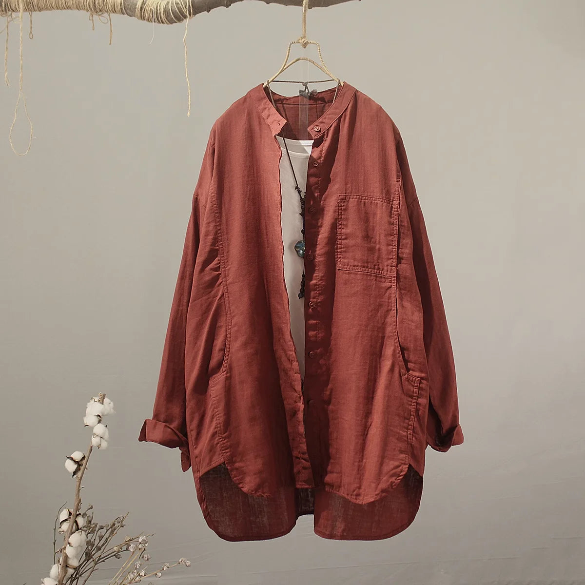 2026 Middle-aged women's clothing 100% cotton yarn woman tops and