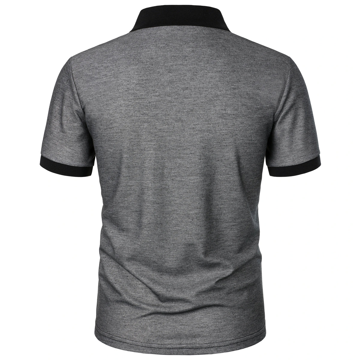 Men's color-matching striped short-sleeved lapel T-shirt casual top