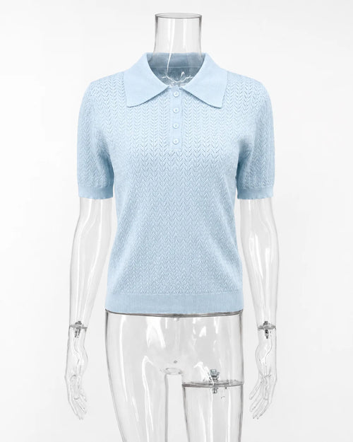 Typhaland Hollow Knitted T shirt Woman 2026 Summer New Short Sleeve