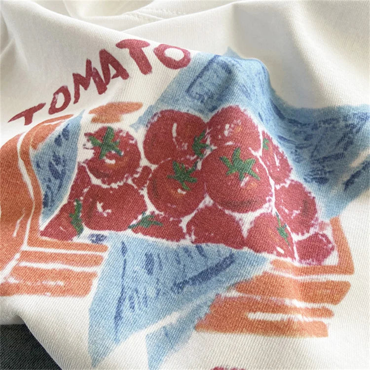 2022 Tomato Sweet 90s Trend Casual T-shirts Clothes Women Female