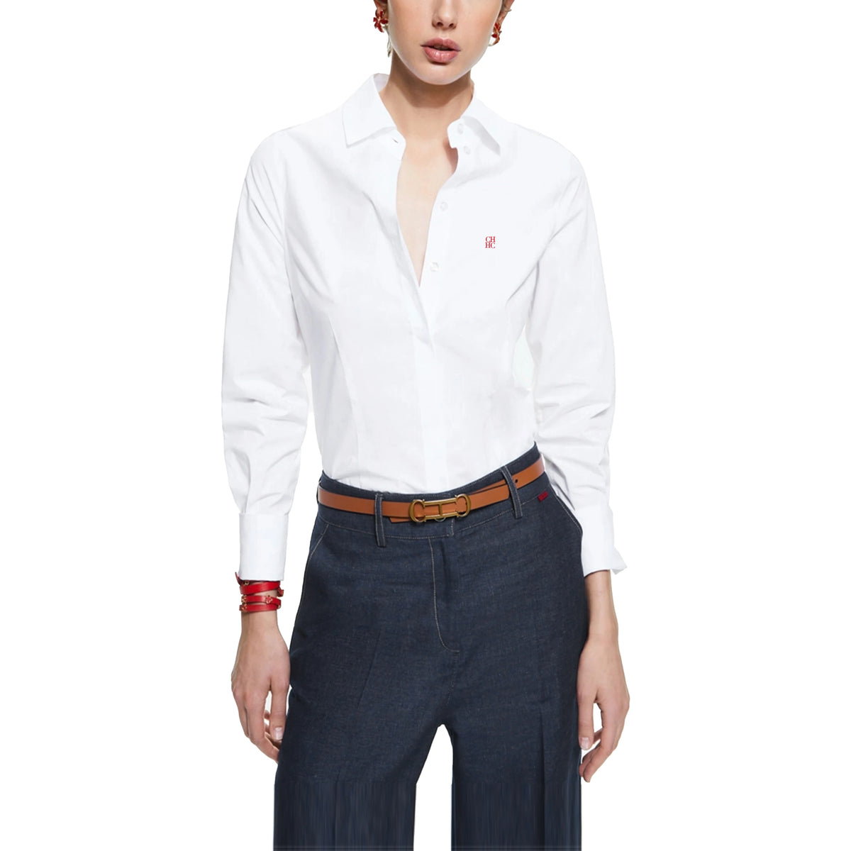 CHCH 2024 Summer New Women Shirts Solid Color Slim Shirt Waist Design