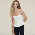 Women's Casual Blouse - Spring/Summer Style. Elastic Shoulder Straps.