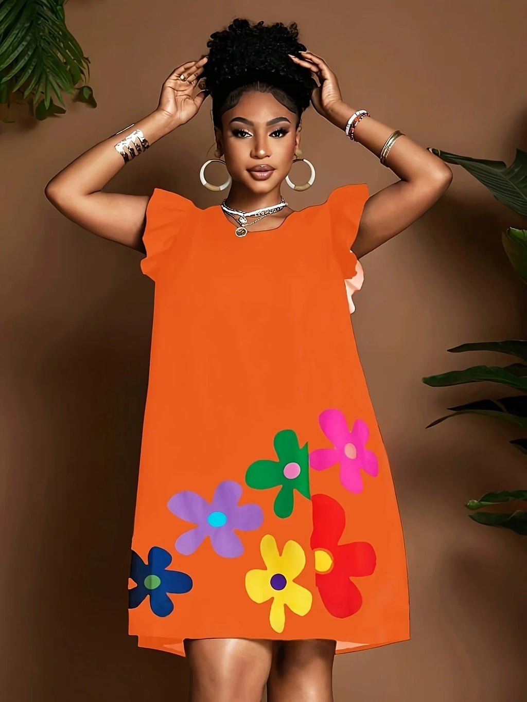 Summer Floral Embroidery Puff Sleeve Blouse round Neck Casual Top