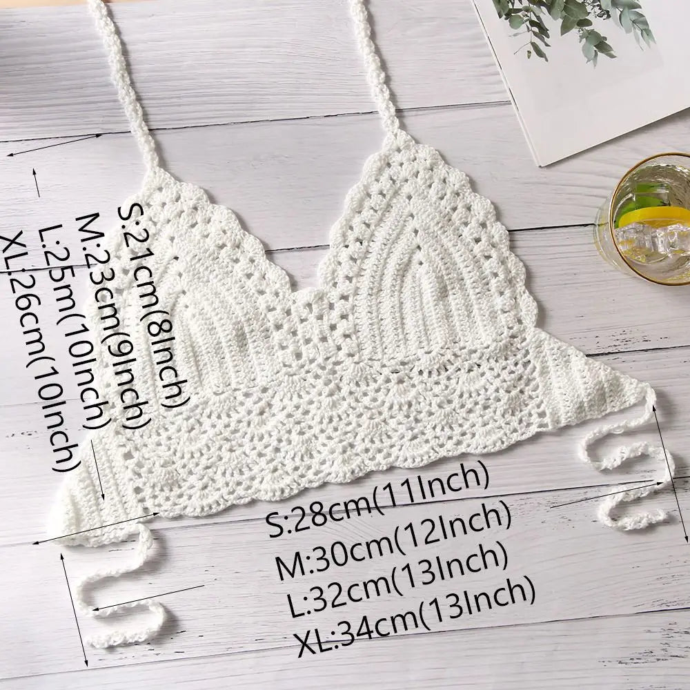 Women Summer Sexy Bikini Crochet Crop Top Boho Beach Camisoles Knit