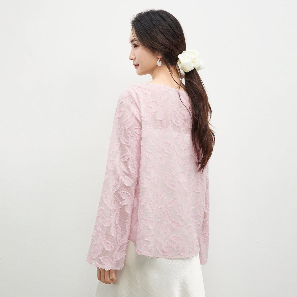 SENTUBILA Chiffon Blouse for Women 2026 Spring Lightweight Loose Boat