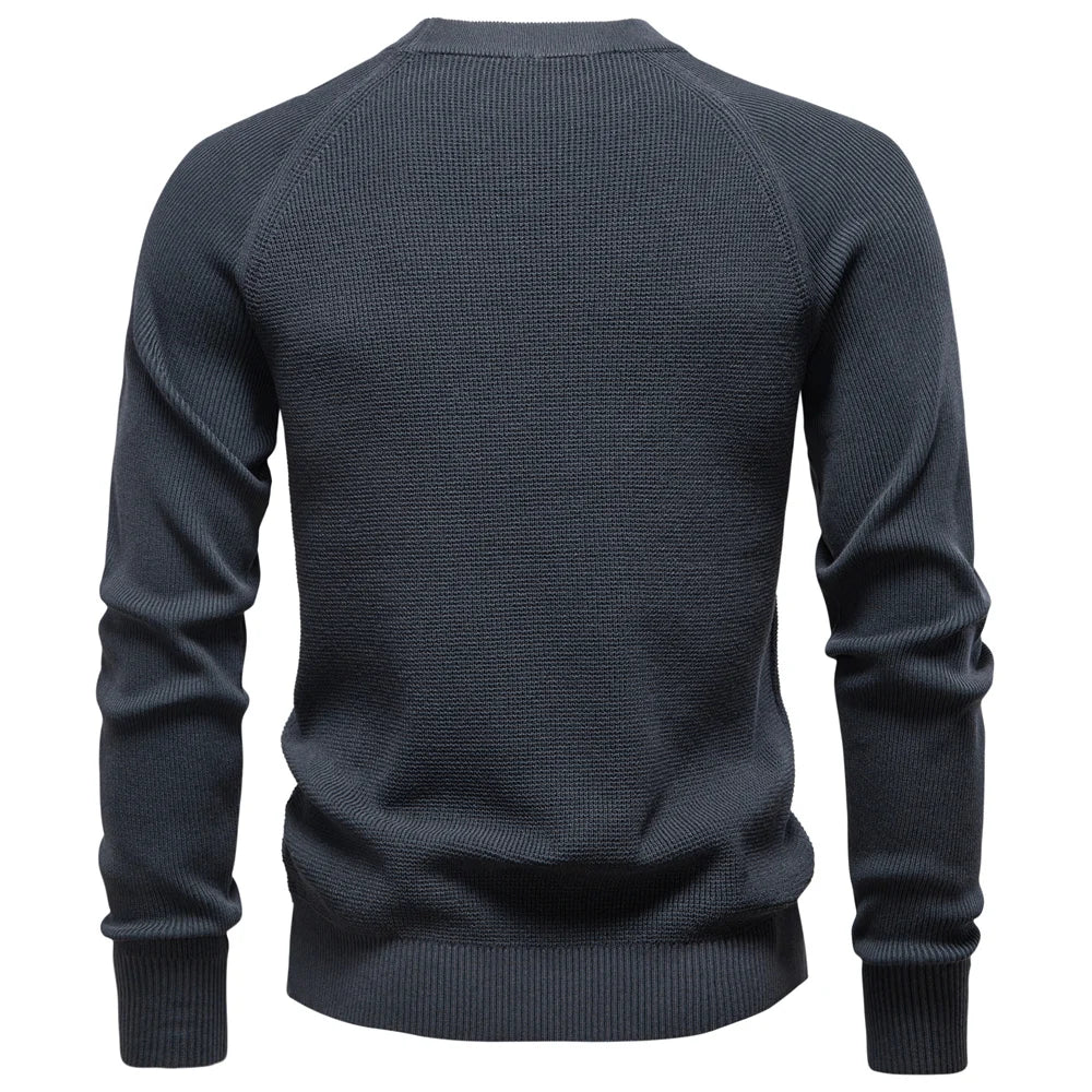 AIOPESON Raglan Sleeve Polo Shirt Men Henley Collar Solid Color Long