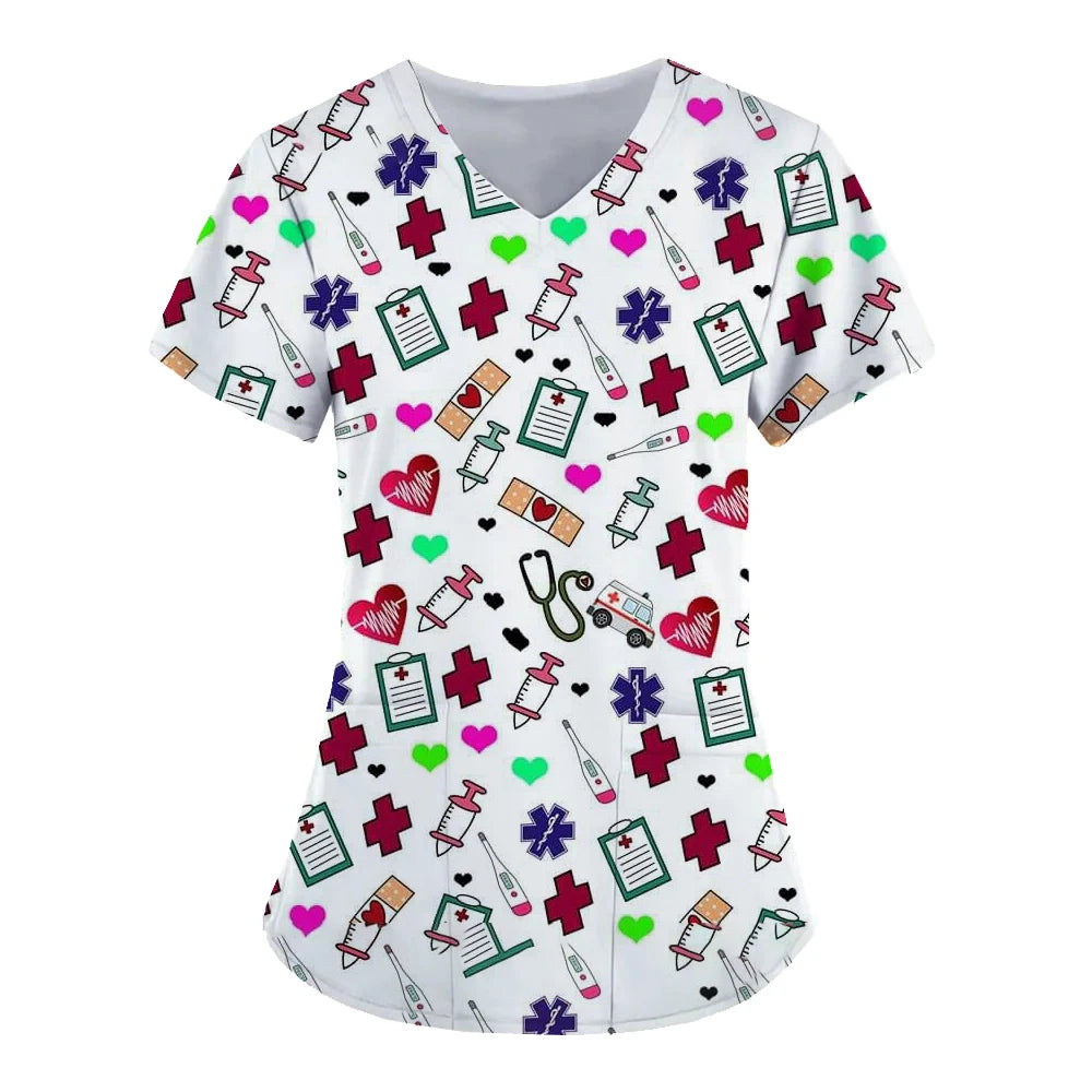 Medical Tools Graphic Healthcare Uniform Nurse Clinic Nursing Workwear