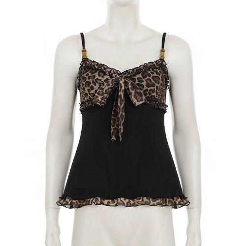 SUCHCUTE Y2k Leopard Print A-line Tank Top Streetwear 90s Sexy