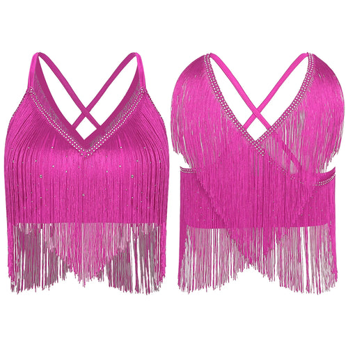 Womens Latin Cha-Cha Dance Performance Competition Costume V-Neck