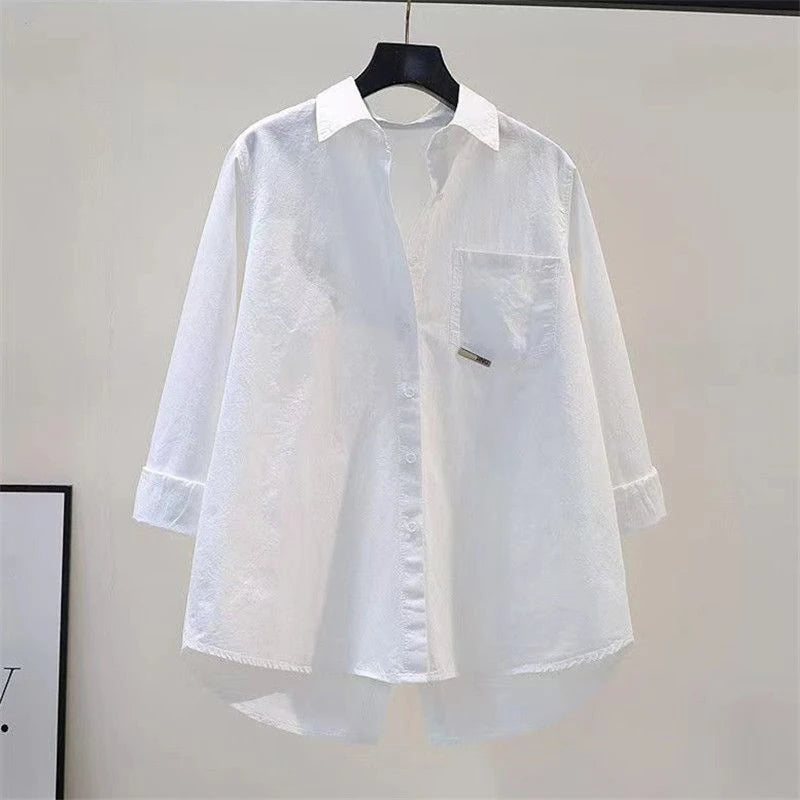 Irregular Office Lady Casual Elegant All-Match Shirt Loose Shirts And