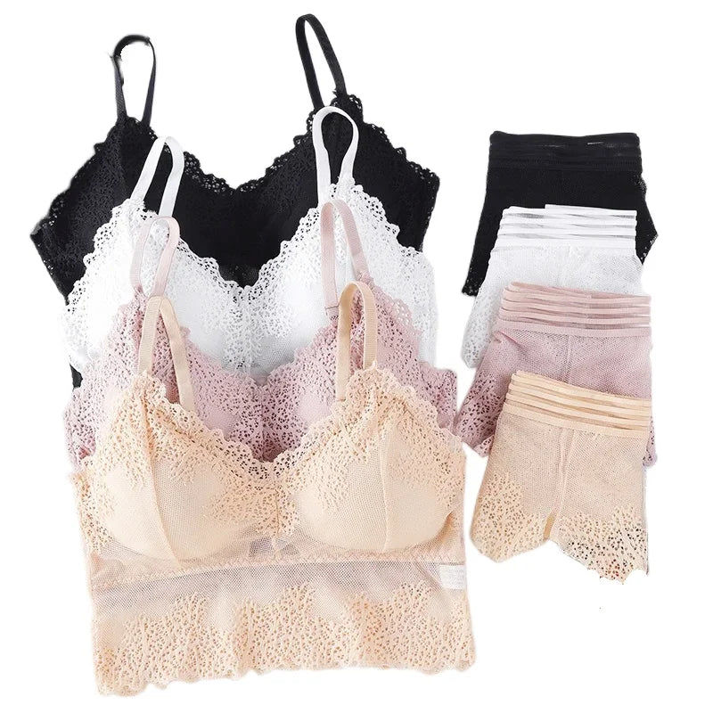 Women Lace Bra And Briefs Set Female Sexy Lingerie Set Lace Bralette
