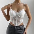 French Sexy Lace Underwire Rhomboid Fishbone Crop Top Backless Hottie