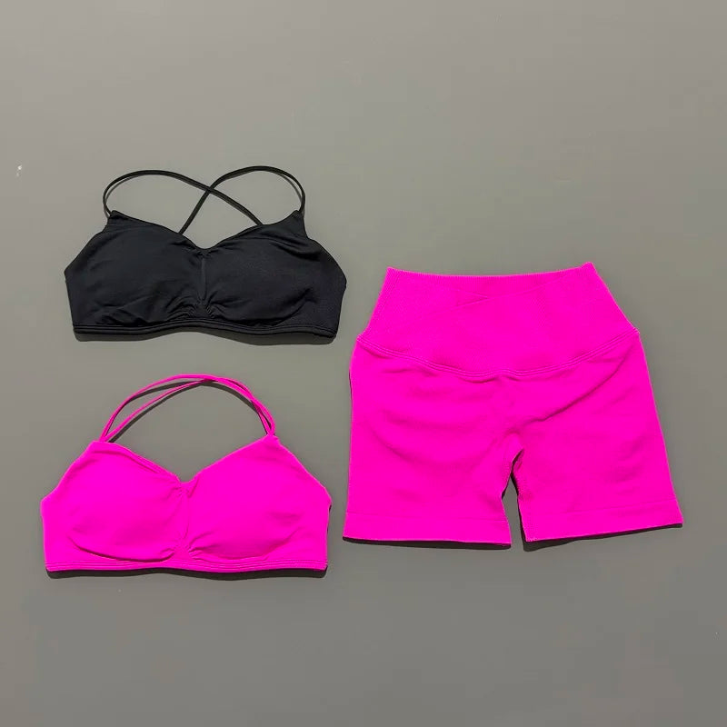 2 Piece Vision Gym Set Women Yoga Crop Top High Waist Scrunch Seamless