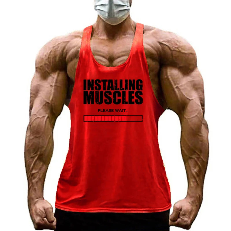 Installing Muscles Please Wait Y-back Tank Tops Gym Fitness