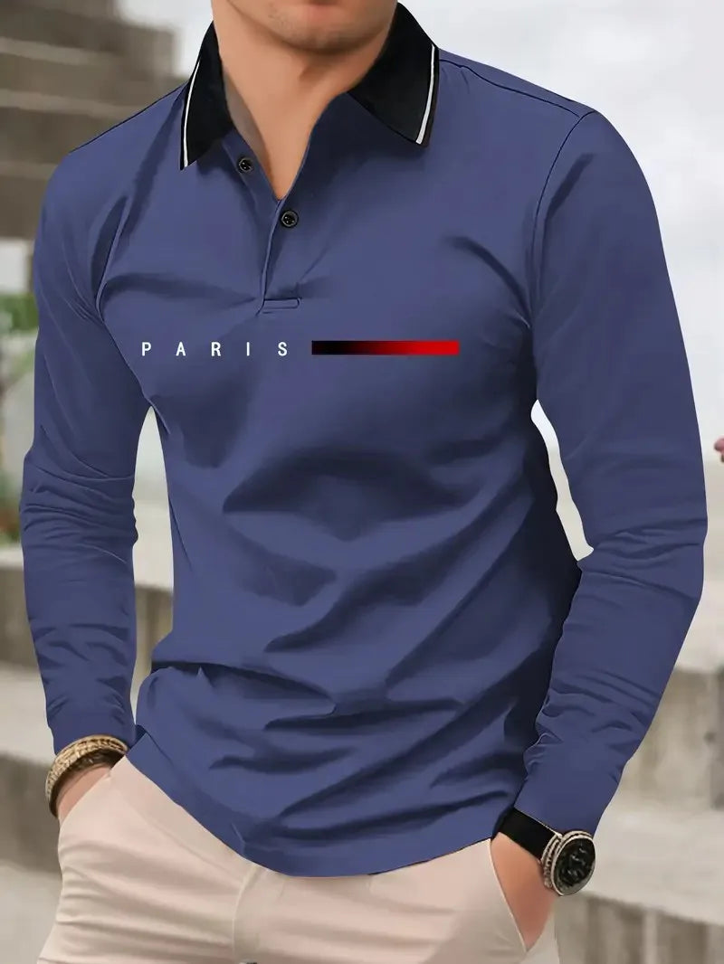 The new men's long-sleeved POLO shirt for Spring and Autumn 2025 is