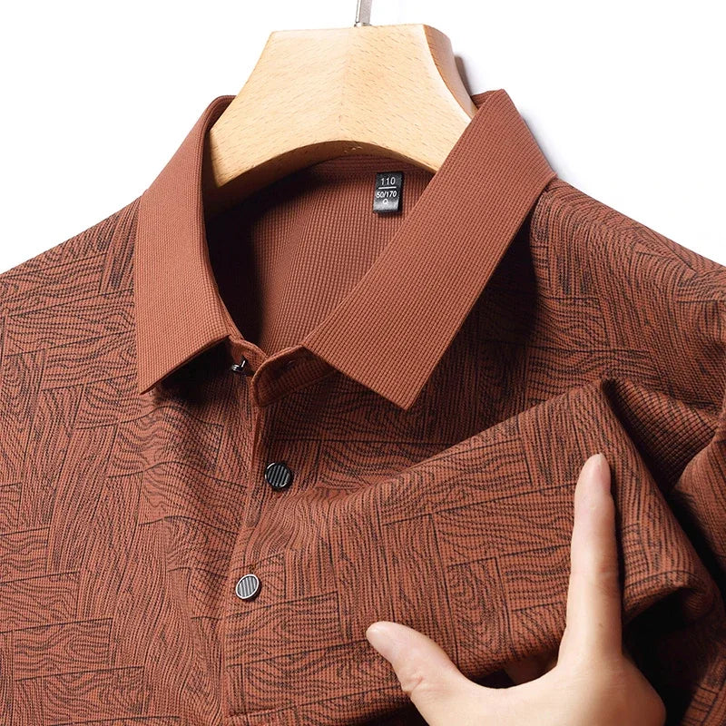 2024 Summer New Men's Business Print Short Sleeved POLO Shirt