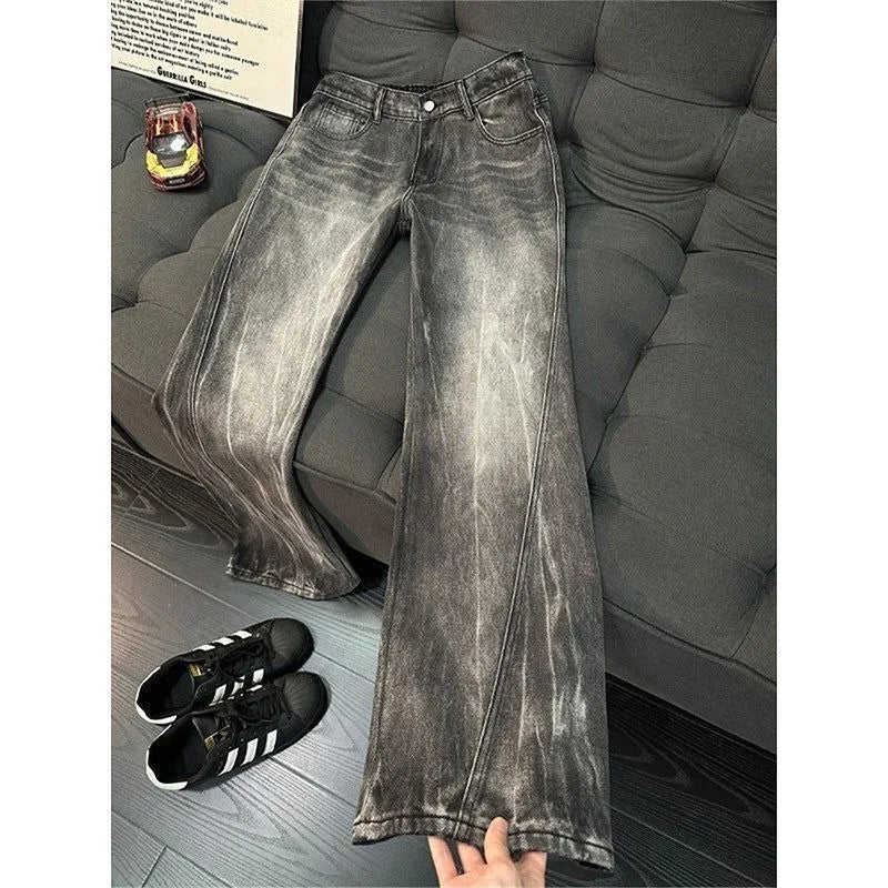 Vintage Men's Jeans Man Pants High Street Washed Denim Blue Jeans
