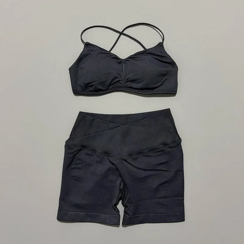 2 Piece Vision Gym Set Women Yoga Crop Top High Waist Scrunch Seamless