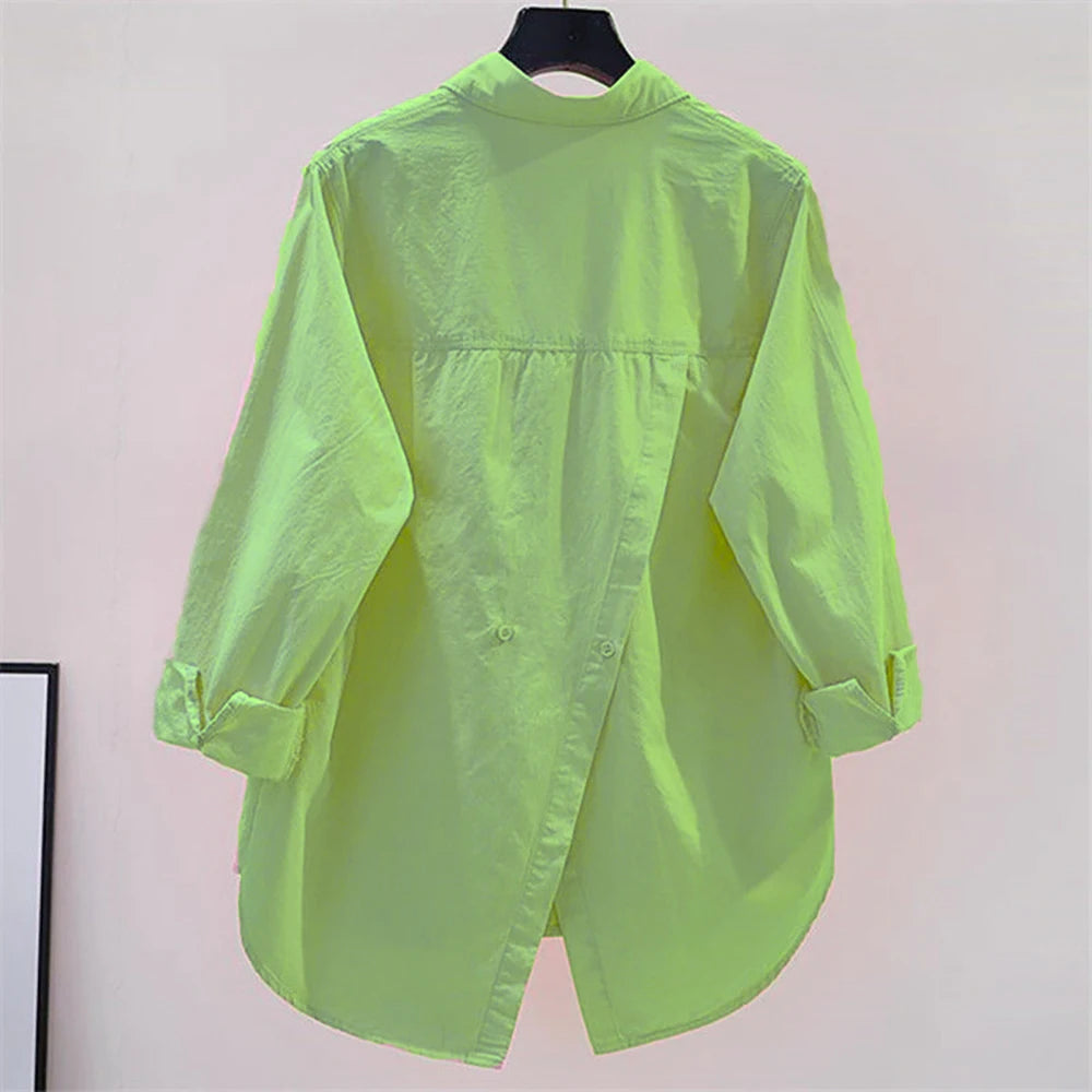 Plus Size Irregular Back Split Casual Elegant All-Match Loose Shirts
