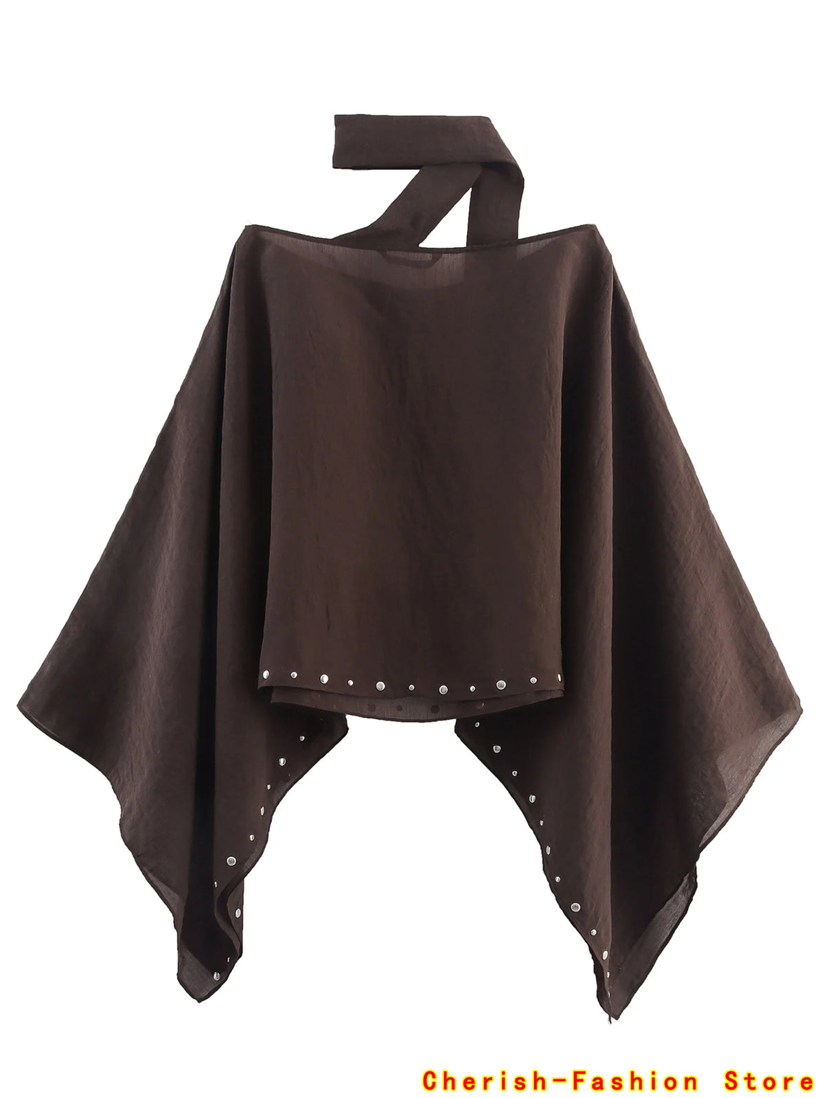 Brand Hot Streetwear Chic Women Cloak Solid Rivet O-Neck Scarf Collar