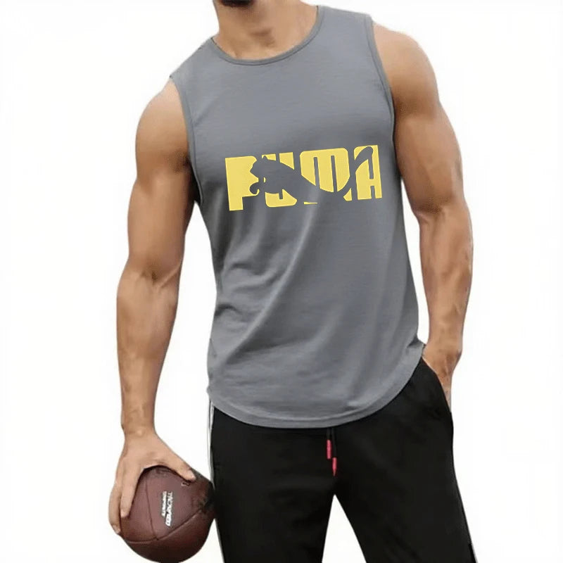 2026 New Men's Leopard Logo Tank Tops Casual Sleeveless Shirts Summer