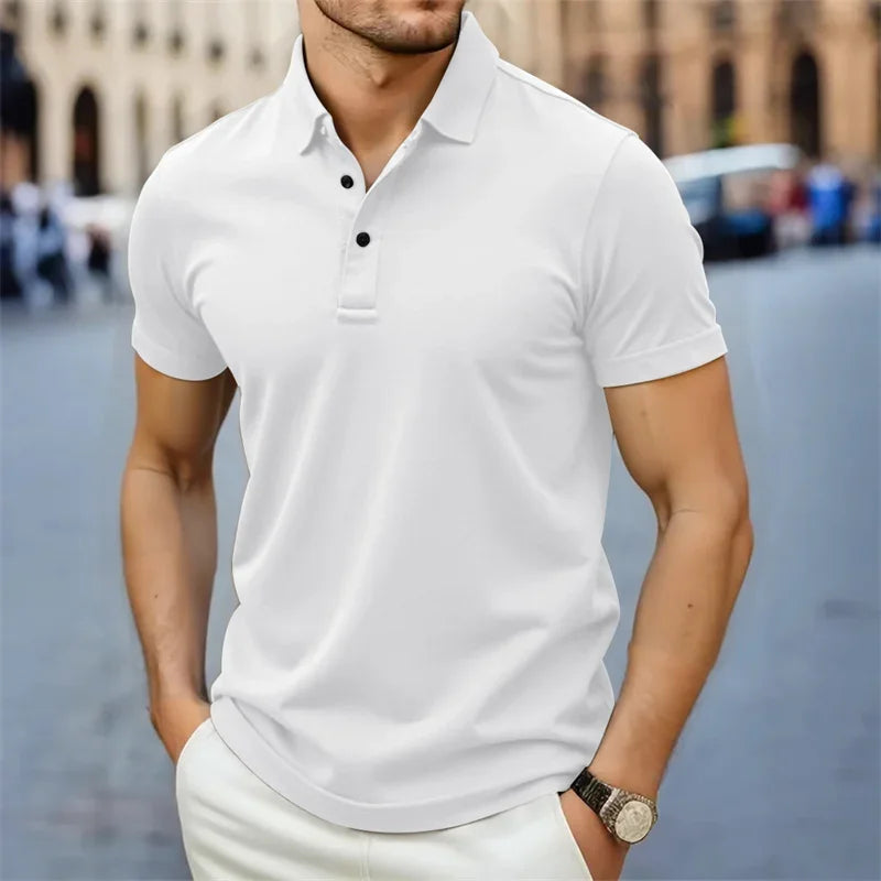 2026 New Men's Casual and Fashionable Simple Collared Short Sleeved