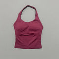Histello Longline Strappy Top Women Sports Tank Halter Seamless Ruched