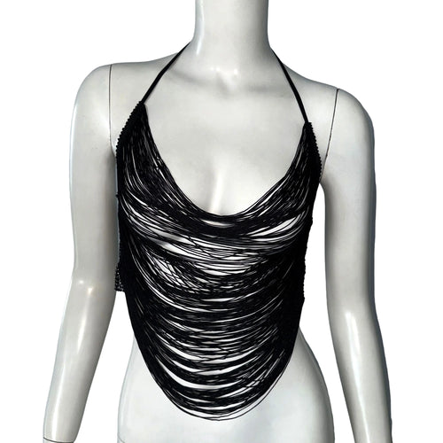 Elegant Multi Layer Tassel Camisole For Women Sexy Backless Halter