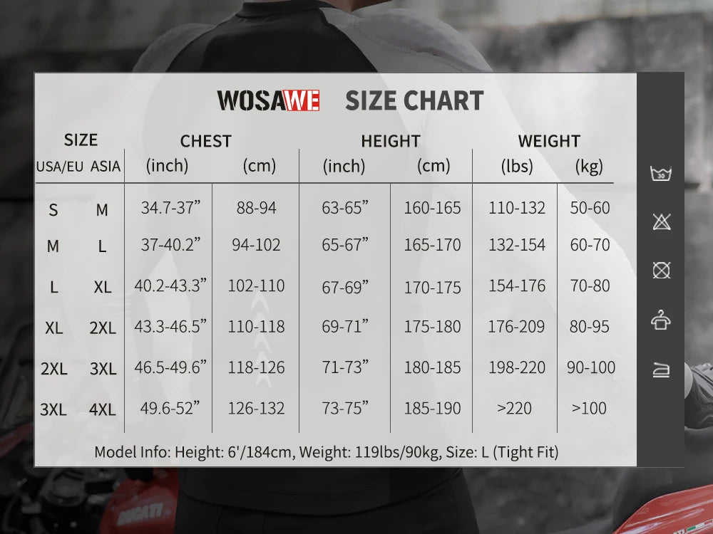 WOSAWE Motorcycle Jacket Full Body Armor Protection Jackets Motocross