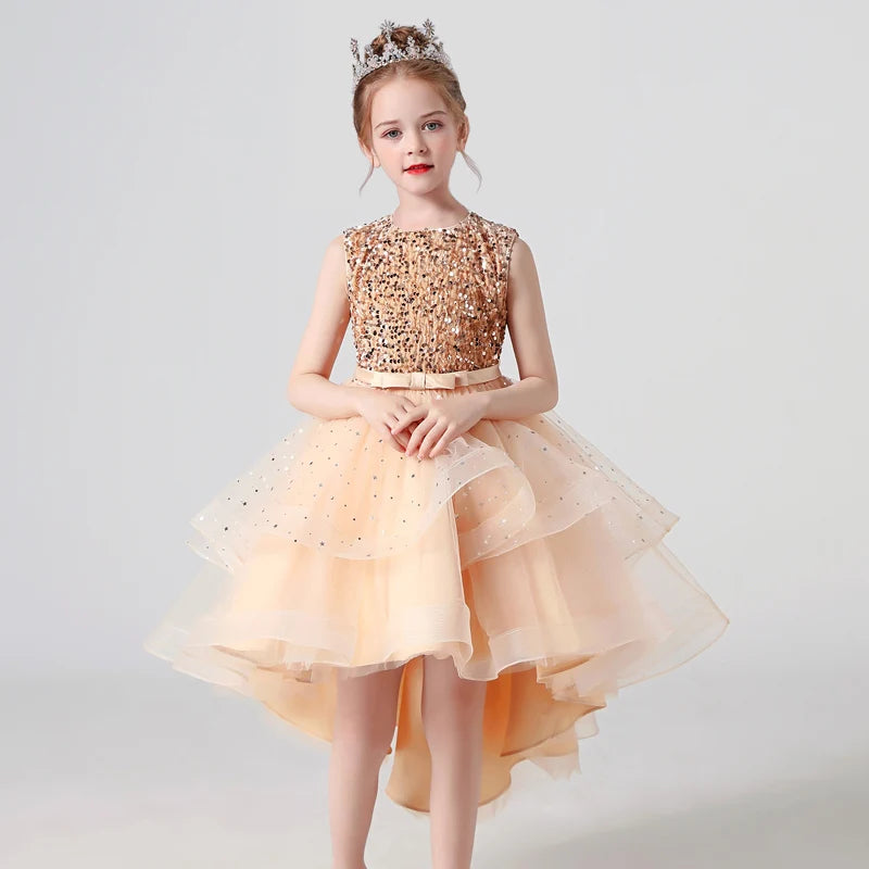 2023 Hot style Summer Sequin Lace Tuxedo Wedding Dress for girls 3-13