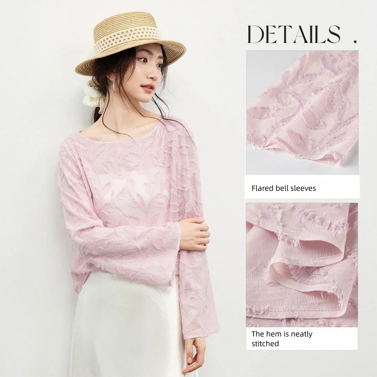 SENTUBILA Chiffon Blouse for Women 2026 Spring Lightweight Loose Boat
