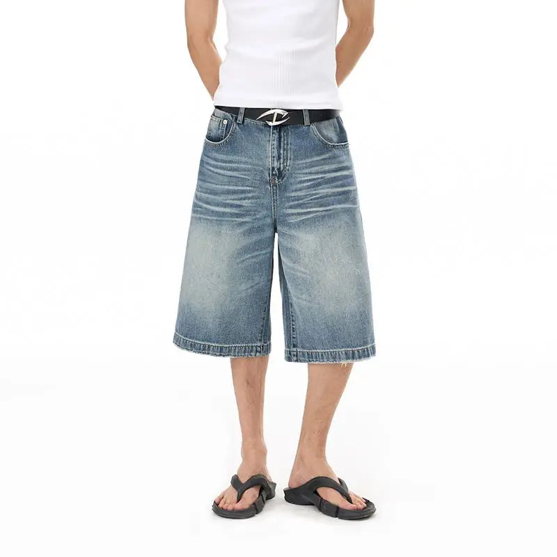 2026 New Summer Shorts Jeans Men Denim Pants Stretch American Retro