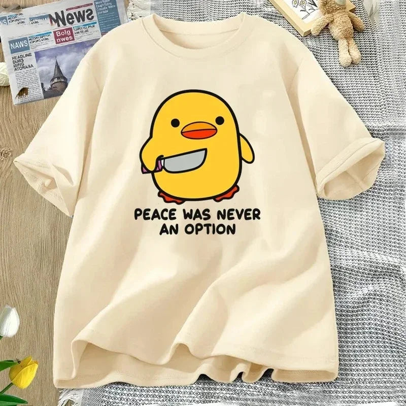 Peace Was Never An Option Cute Animal Tshirt Funny Goose Graphic T