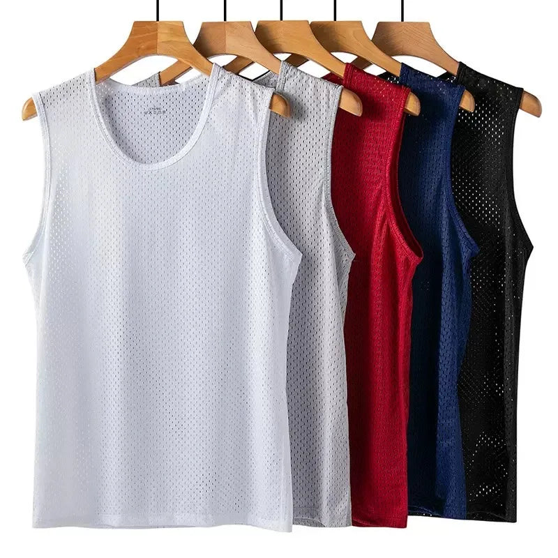 Men's Ice Silk Mesh Vest Lightweight Sports Summer Wear Sleeveless