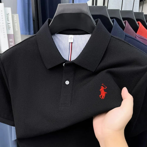 100% pure cotton 2026high-end brand men's short sleeve polo shirt